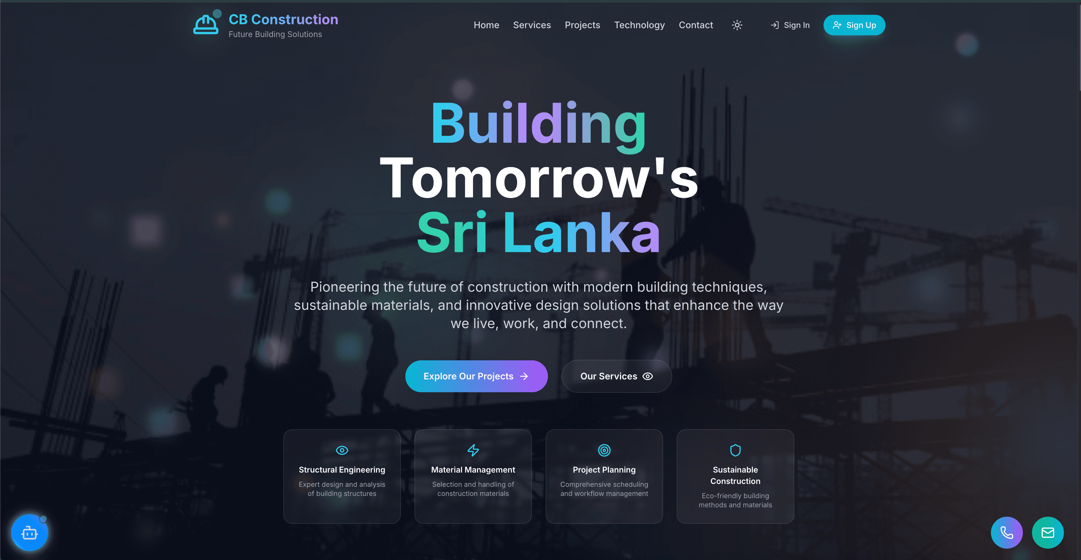 Screenshot of CBConstruction – Business Website Platform project